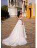 Ivory Glitter Tulle High Slit Sexy Wedding Dress